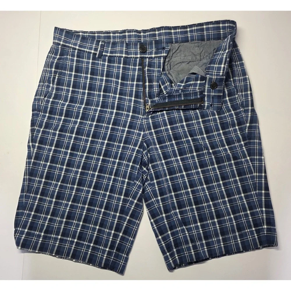 Brooks Brothers‎ Mens Size 32 Blue Plaid Chino Shorts